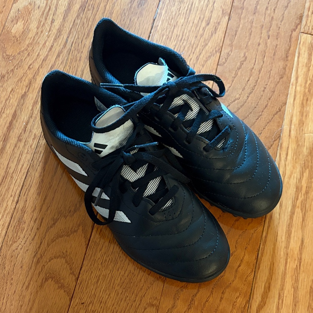 Adidas Black Indoor Soccer Cleats with White Accents
